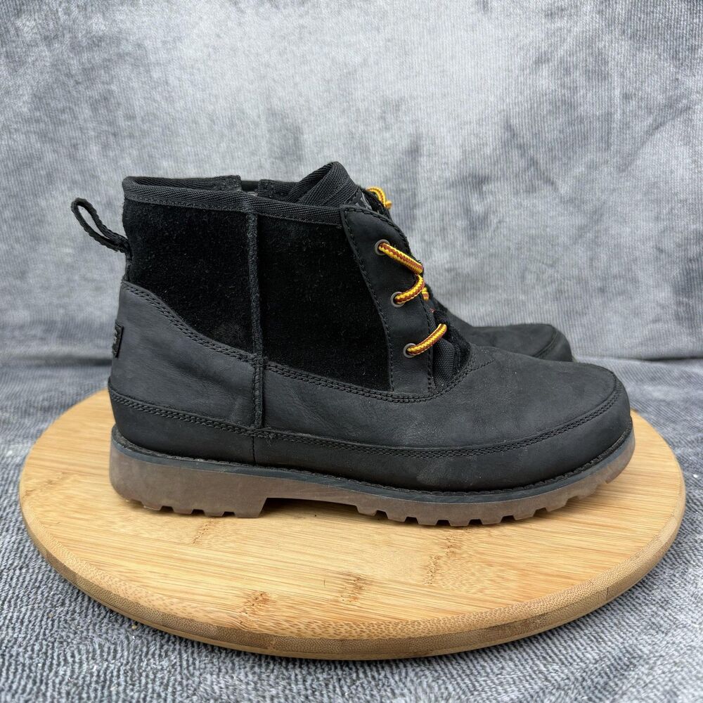 UGG 1094574K Boots Boys Size 4 Black Suede Shearling Zip Winter Lined Casual